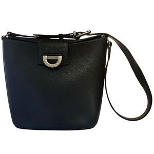 Celine Black Pebbled Leather Shoulder Bucket Bag Vintage